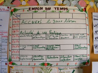 School day plan in French School day plan in French