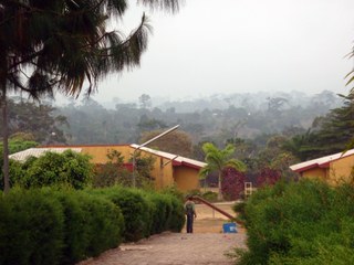 Cloudy sky behind Cameroonian village