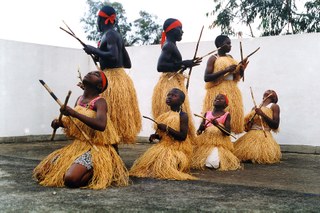 Performing a traditional dance in the Democratic Republic of Congo