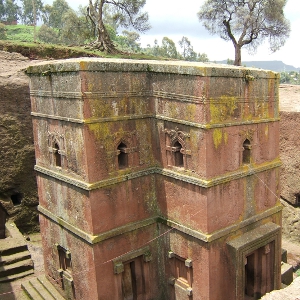 Rock-hewn church at Lalibela, by Giustino courtesy of http://commons.wikimedia.org/wiki/File:Bet_Giyorgis_church_Lalibela_01.jpg#filehistory