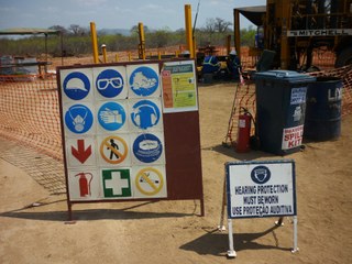 Mining safety sign in Mozambique