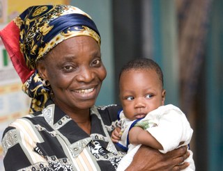 A woman wearing patterned clothing, Nigeria A woman wearing patterned clothing, Nigeria