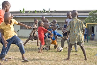 Children playing football, Nigeria