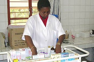 A nurse at work in a Rwandan health facility