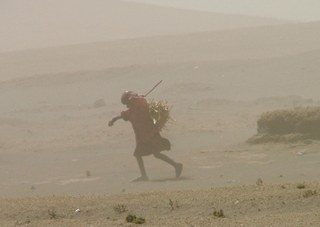 A maasai man walking across a field A maasai man walking across a field